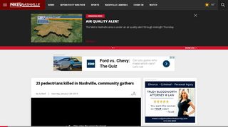 Screenshot of Fox 17 online news article "23 pedestrians killed in Nashville, community gathers"