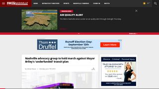 Screenshot of Fox 17 article "Nashville advocacy group to hold march against Mayor Briley's "under-funded" transit plan"