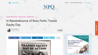 NPQ article "In Remembrance of Rosa Parks: Transit Equity Day"