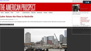 Screenshot of The American Prospect online article "Labor Raises the Floor in Nashville"