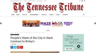 Screenshot of The Tennessee Tribune article "People's State of the City in Stark Contrast to Briley's"