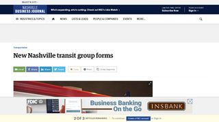 Screenshot of NBJ article titled "New Nashville transit group forms"