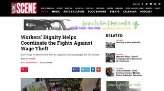 Screenshot of Nashville Scene online article "Workers' Dignity Helps Coordinate the Fights Against Wage Theft"