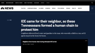 NBS News article screenshot "ICE came for their neighbor, so these Tennesseans formed a human chain to protect him"