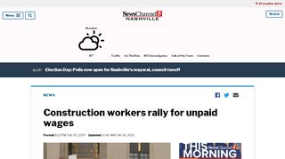 Screenshot of News Channel 5 online article "Construction workers rally for unpaid wages"