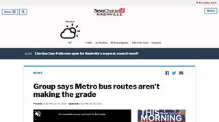 News Channel 5 screenshot of "Group says Metro bus routes aren't making the grade" article