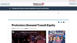 Screenshot of News Channel 5 article "Protesters Demand Transit Equity"