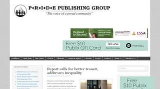 Pride Publishing Group online article "Report calls for better transit, addresses inequality"